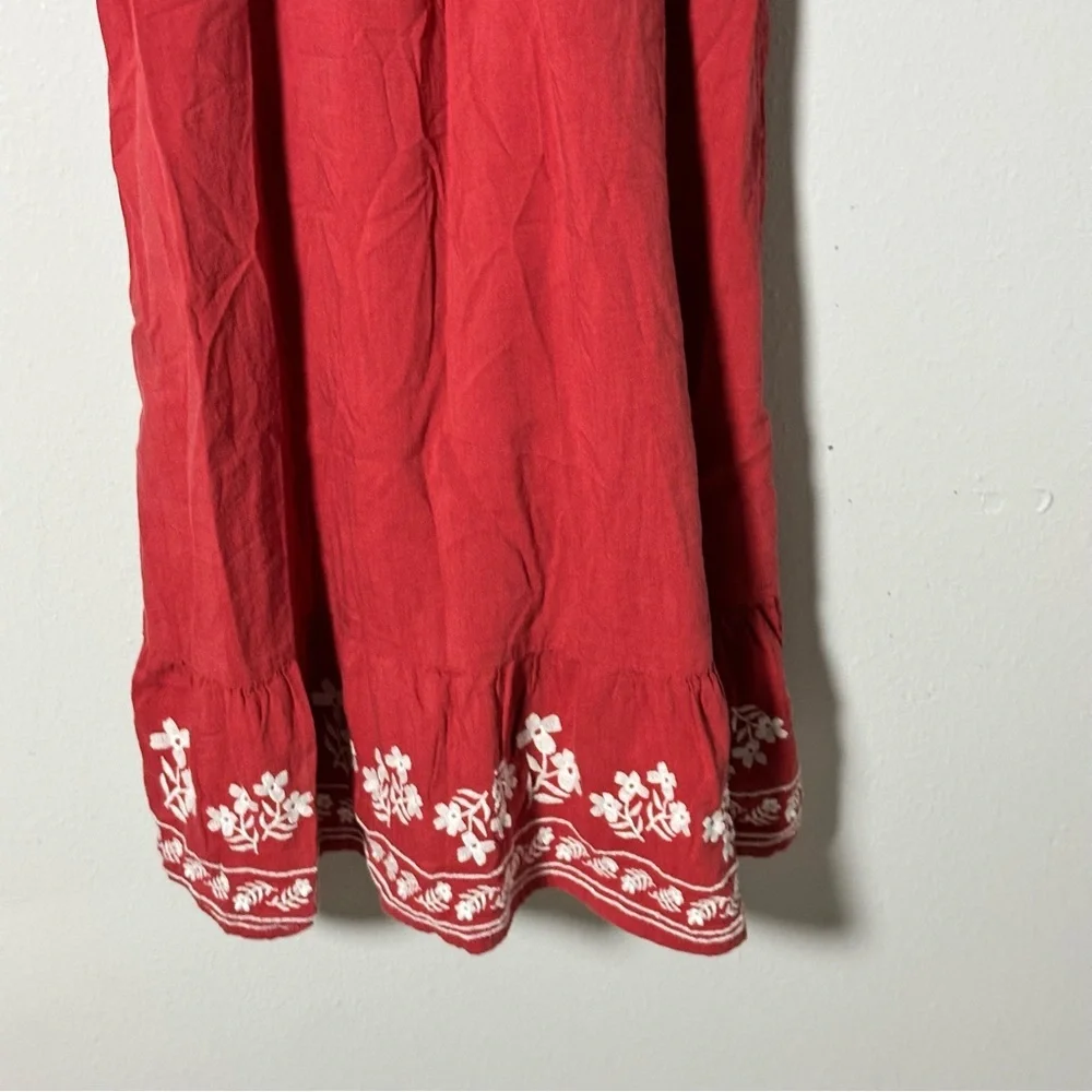 Old‎ Navy Kids Girl Orange Embroidered Dress Smocked Floral Hem size L(10/12)